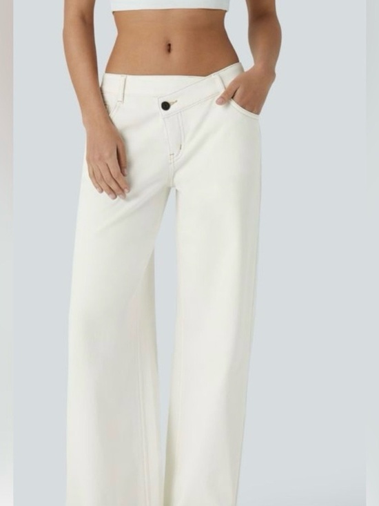 HALARA Denim - Title: Halara Flex™ High Waisted Wide Leg Jeans Beige Med Petite